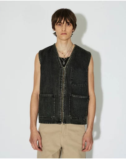Dr Denim - Enver Worker Vest Aged Black