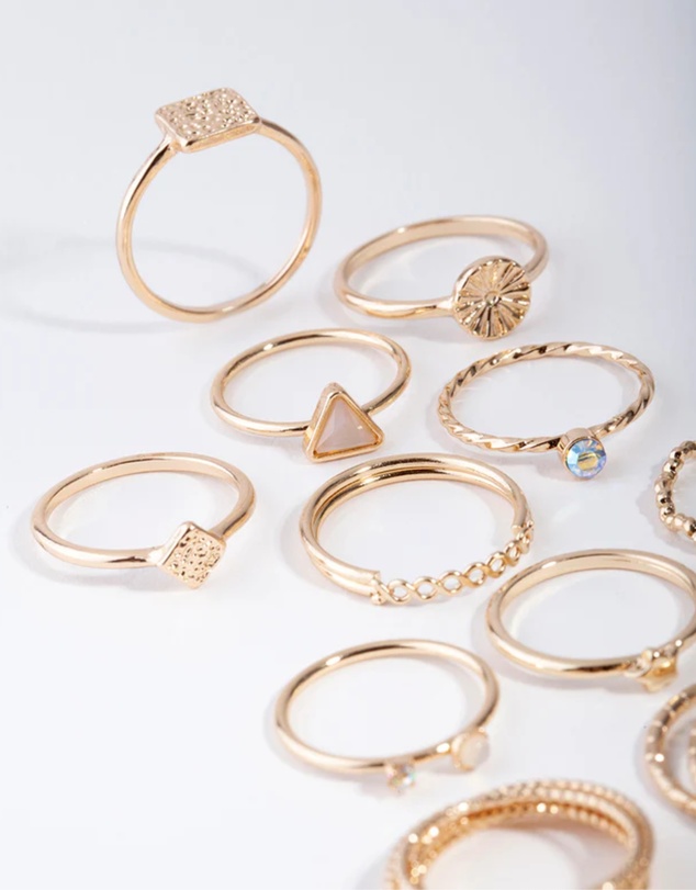 Lovisa - Gold Diamond Cut Ring 26-Pack