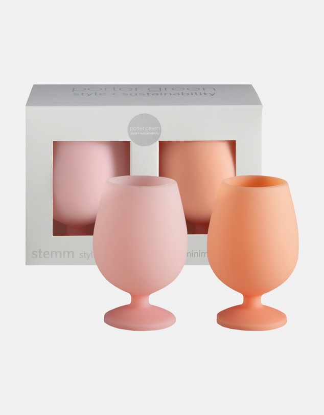 porter green - stemm silicone unbreakable wine glasses