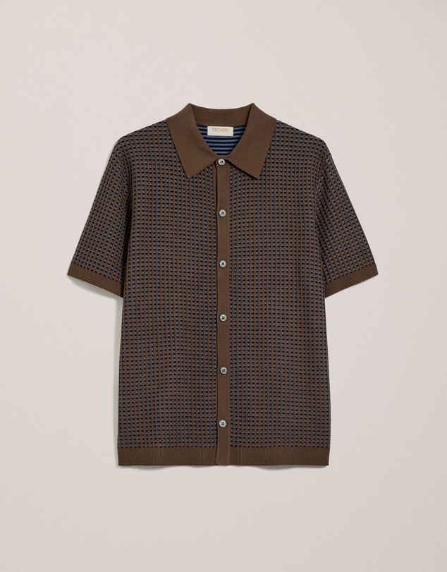Trenery - Jacquard Geo Knit Shirt in Cocoa