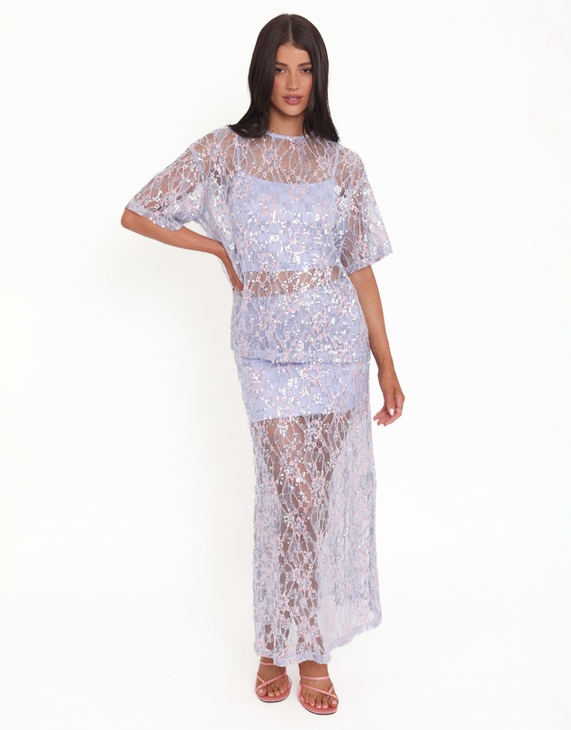 Petal & Pup - Yonder Sheer Lace Tee Top - Purple