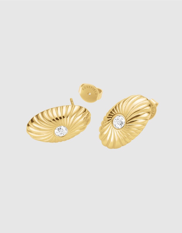 Rosefield - Bold Solitary Gold Texture Studs and Necklace Set