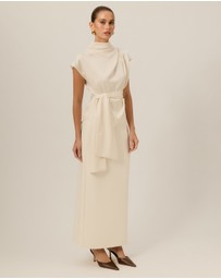 Tussah - Violet Drape Tie Detail Satin Top