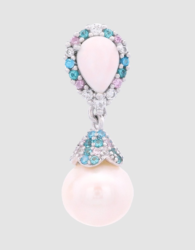 Georgini - GEORGINI WISTERIA CREATED OPAL AND PEARL CASCADE EARRINGS SILVER