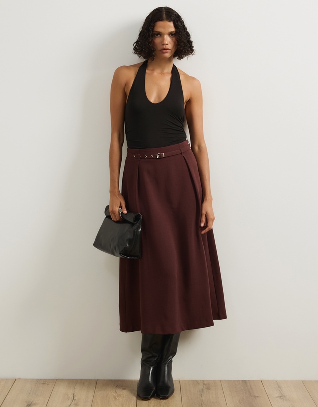 Atmos&Here - Rae Belted Flare Midi Skirt