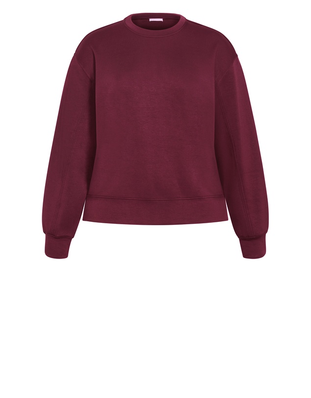 City Chic - Plus size Mae Crew Neck Sweatshirt - dark cherry