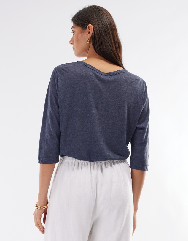 Amelius - Bronte Linen Three Quarter Jersey Top