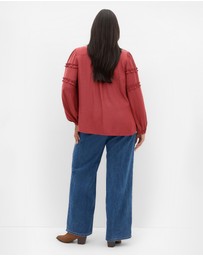 City Chic - Plus size Drama Queen Long Sleeve Shirt - sienna