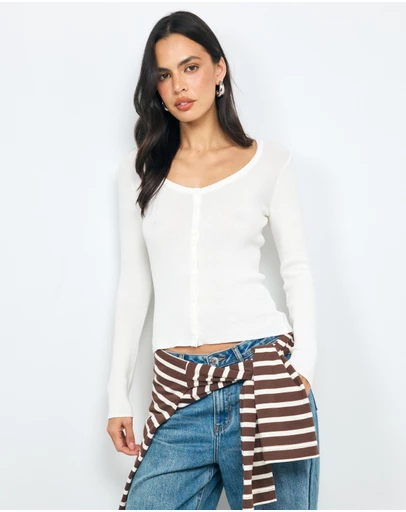 AERE - Lyla Organic Cotton Knit Cardigan