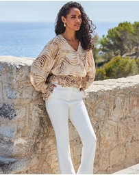 Sosandar - Shirred Sleeve Detail Blouse
