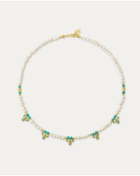 Ottoman Hands - Amelie Pearl and Turquoise Beaded Necklace
