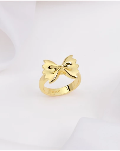 Wanderlust + Co - Bow Tie Pasta Gold Ring