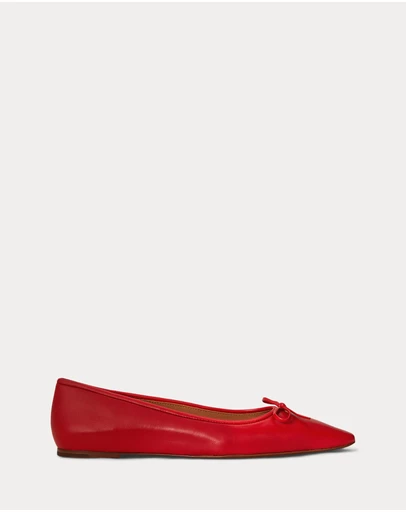 Polo Ralph Lauren - Pointed Leather Ballet Flats - Women's