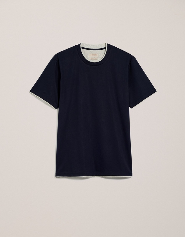 Trenery - Mercerised Cotton Layered T-shirt in Navy