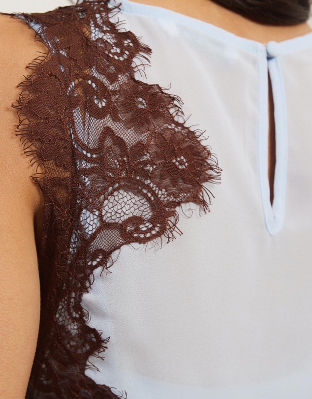 Atmos&Here - Iris Contrast Lace Insert Georgette Top
