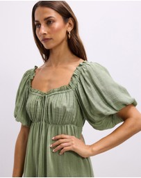 The Fated - Empire Waist Puff Sleeve Tiered Maxi Dress