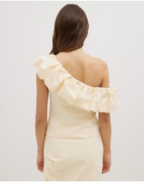 Dazie - Darling Delight One Shoulder Ruffle Top