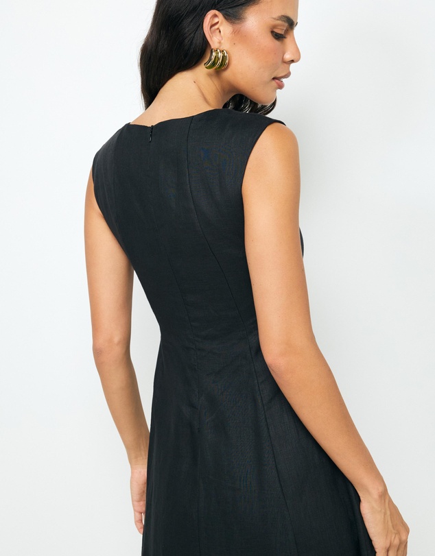 AERE - Chloe Panelled Linen Midi Dress