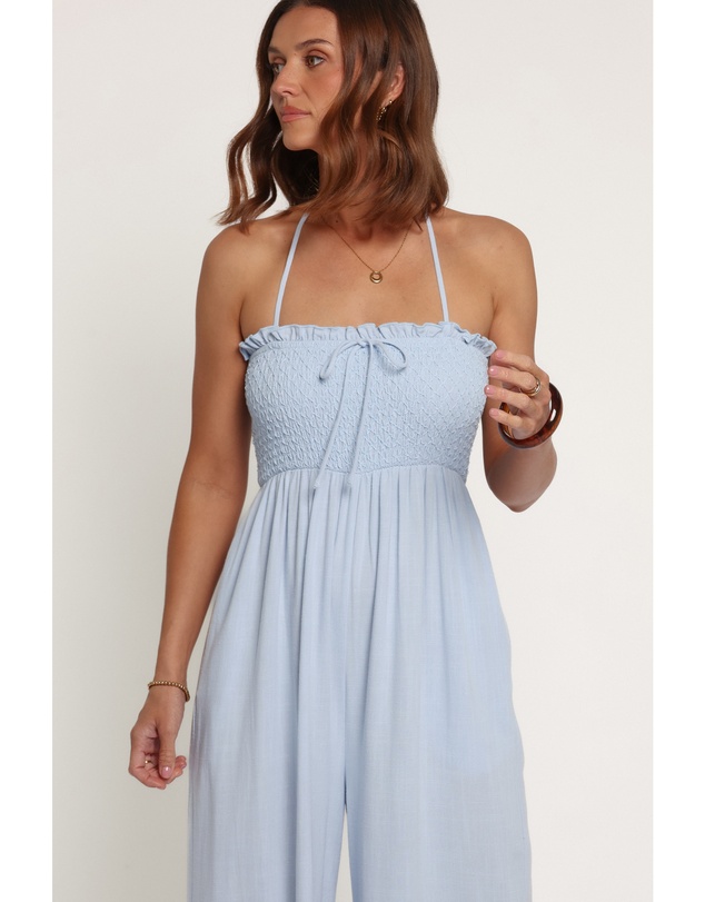Petal & Pup - Indie Wide Leg Smocked Jumpsuit - Light Blue