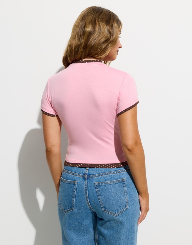 Dazie - Georgia Layered Look Polka T-Shirt