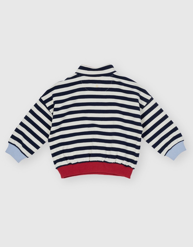 Goldie + Ace - Stripe Logo Quarter Zip Sweater - ICONIC EXCLUSIVE - Babies-Kids