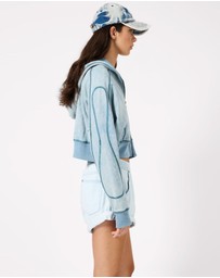ONE TEASPOON - Cropped Fleece Zip Hoody - Washed Blue