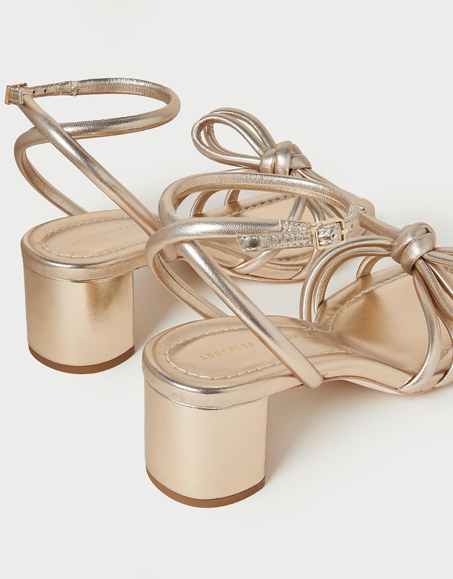 Loeffler Randall - Leather Bow Mid-Heel Sandals