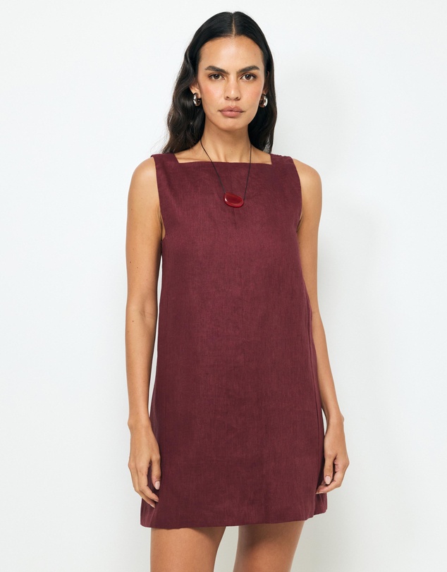 AERE - Siya Panelled Linen Shift Mini Dress