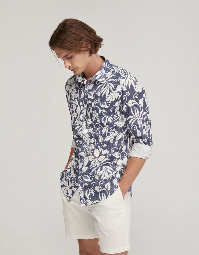 Oxford - Holloway Linen Blend Printed Shirt