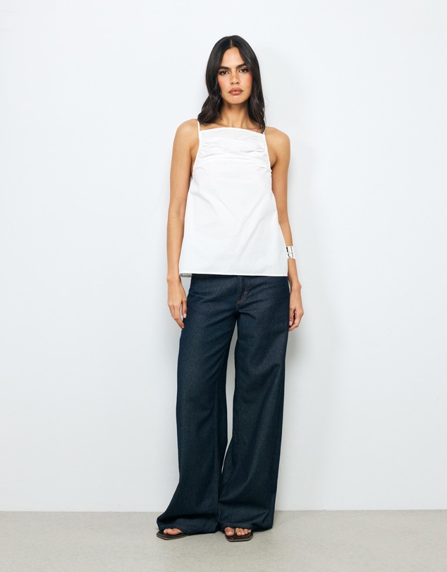 AERE - Zara Ruched Poplin Top