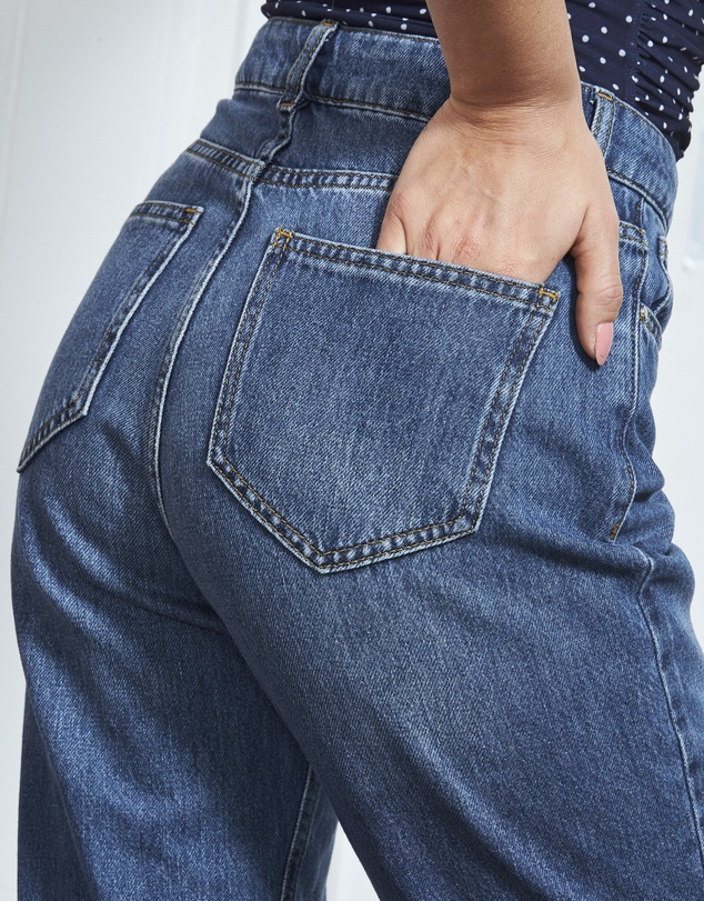 Sosandar - Denim Relaxed Fit Turn Up Jeans