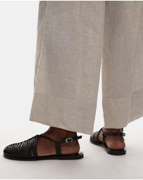 TOPSHOP - Aidan Leather Weave Tie Up Flat Shoes