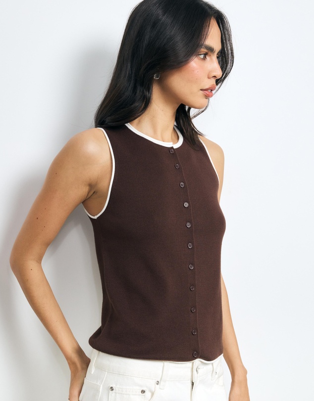AERE - Veya Contrast Organic Cotton Knit Top
