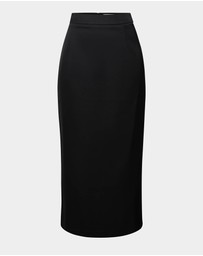 Forcast - Bel Tailored Satin Midi Skirt
