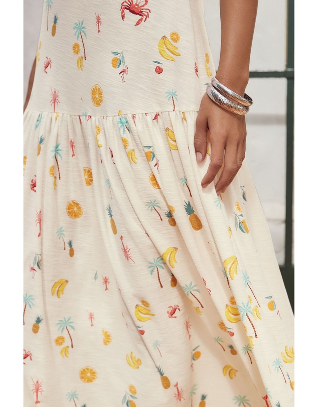 NEXT - Sleeveless Drop Waist 100% Cotton Crew Neck Midi Dress