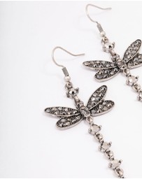 Lovisa - Antique Silver Dragonfly Drop Earrings