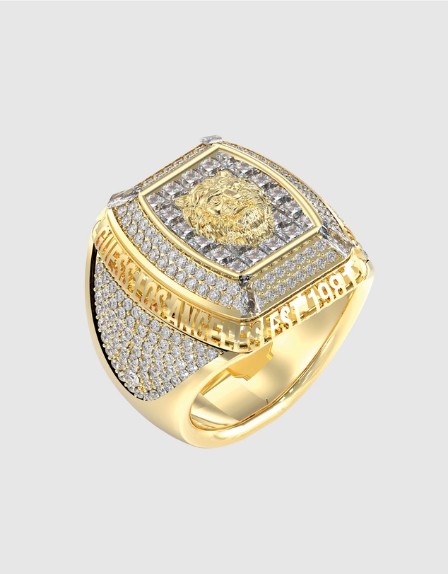 GUESS - 14MM LION PAVE Gold-Tone SIGNET RING
