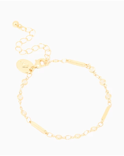 Lovisa - Gold Plated Cubic Zirconia Bar Chain Bracelet