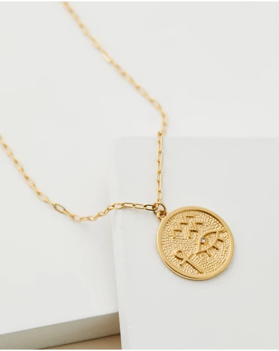 Carly Paiker - Hieroglyph Coin Pendant Necklace