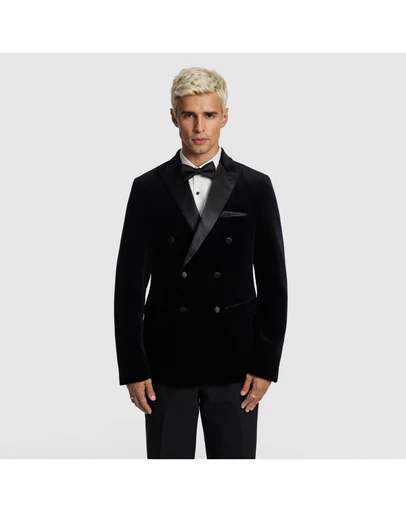 yd. - Benedict Double Breasted Velvet Blazer