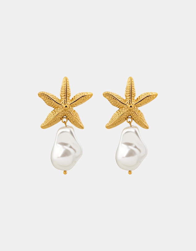 Zoe Olivia - Waterproof Starfish and Pearl Drop Stud Earrings