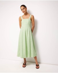 AERE - Pasey Linen Seamed Detail Midi Dress