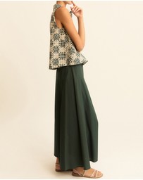 Emme - Dark Green Cotton Popeline Skirt