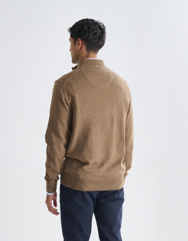 3 Wise Men - 3 Wise Men Harvey Zip Neck Merino Knit - Ale