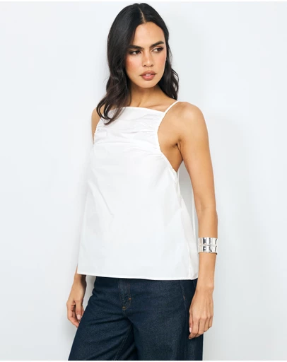 AERE - Zara Ruched Poplin Top