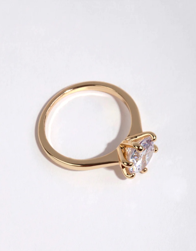 Lovisa - Gold Plated Round Cubic Zirconia Ring