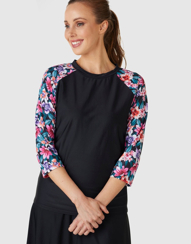 Modest Mermaid - Relaxed Fit Blush 3/4 Swim Top SPF50+