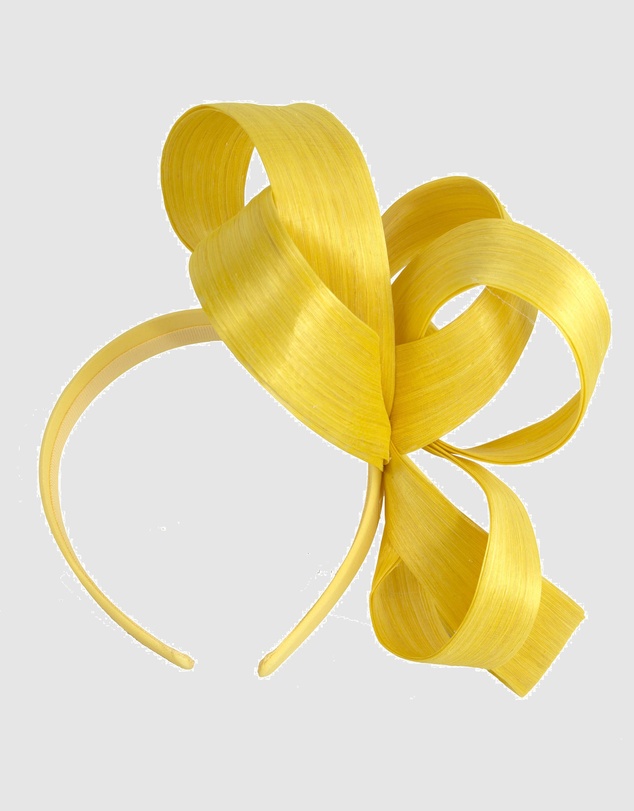 Fillies Collection - Yellow Silk Abaca Loops Racing Fascinator