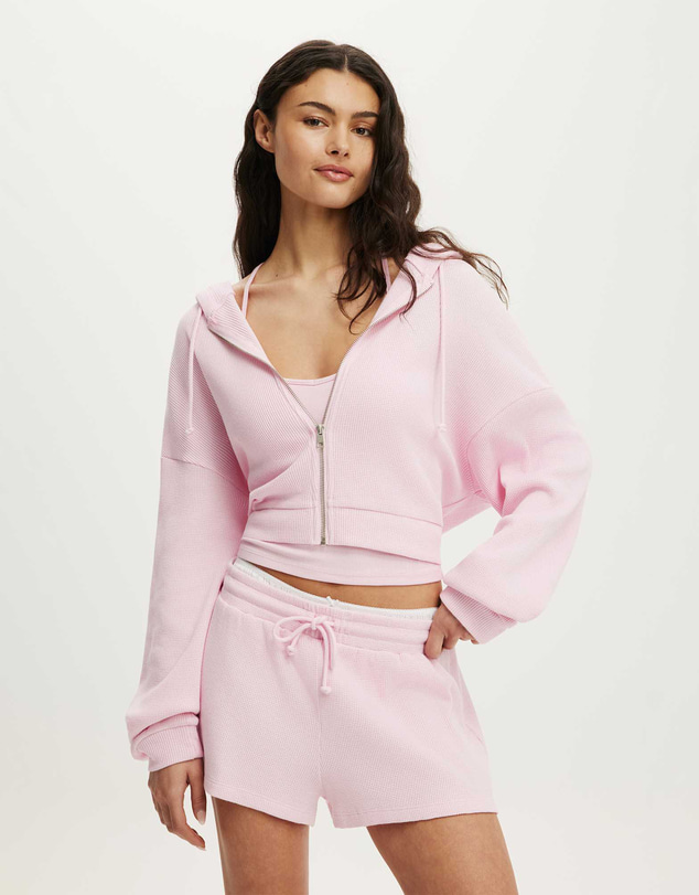 Cotton On Body - Off Duty Waffle Cropped Hoodie