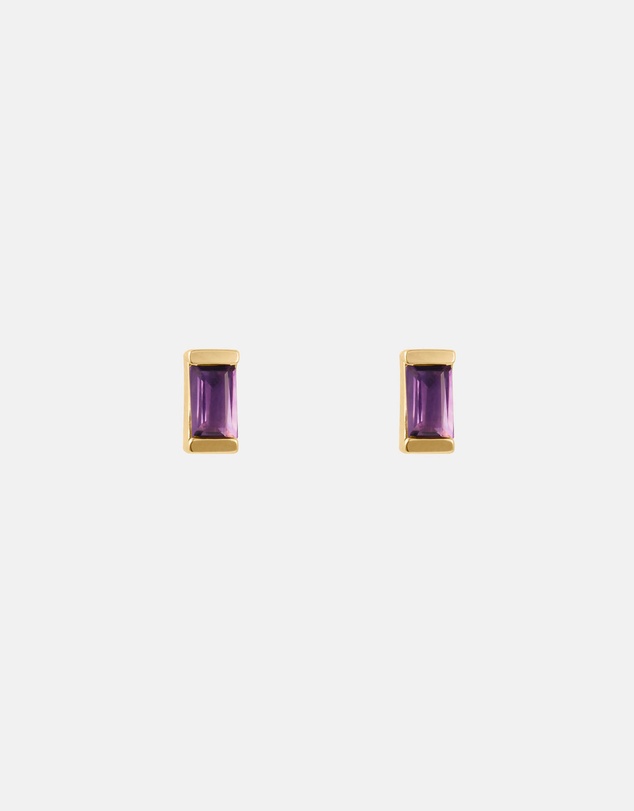 Kirstin Ash - Baguette Birthstone Studs February - Amethyst